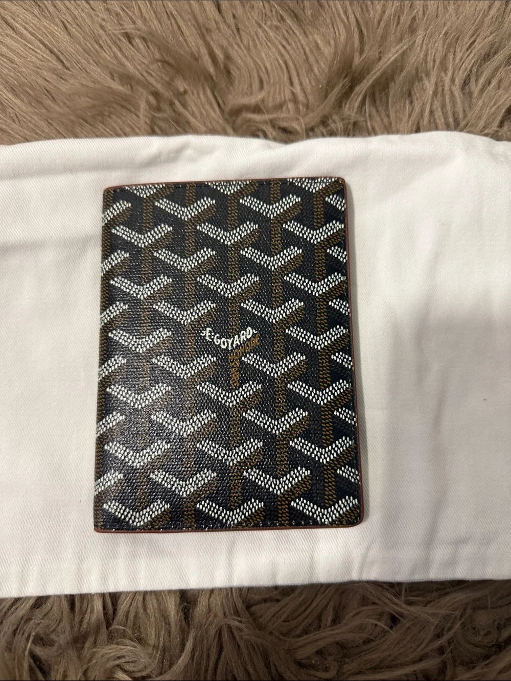 Goyard CHN 120110  Brown & Black Goyardine Passport Holder